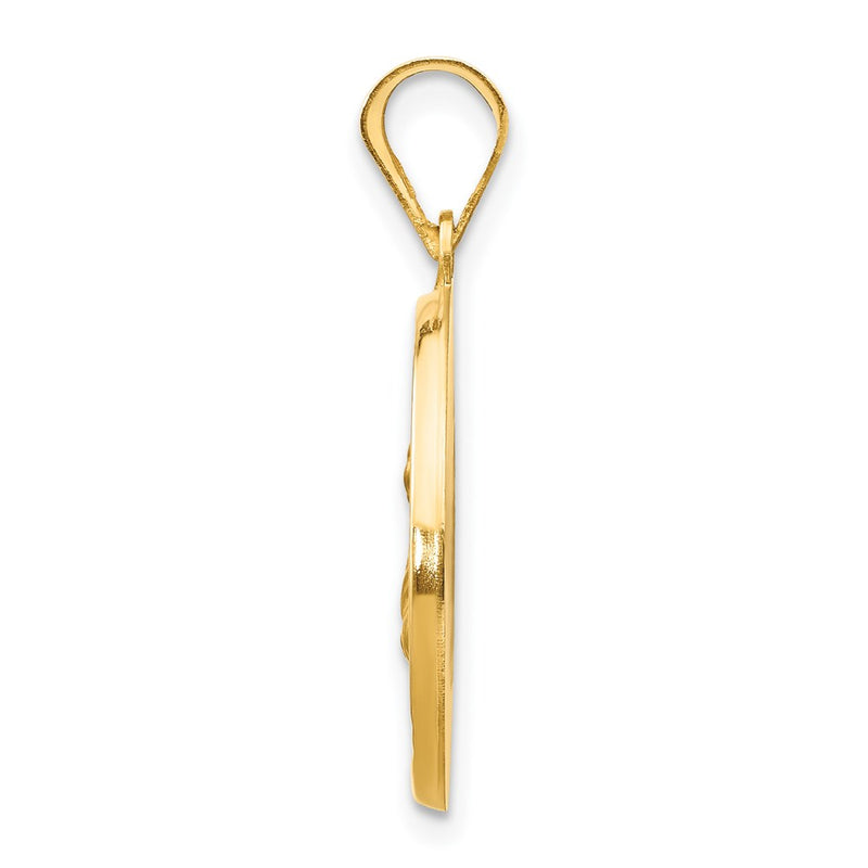 14k Yellow Gold 14k Polished and Satin St Lucy Medal Hollow Pendant