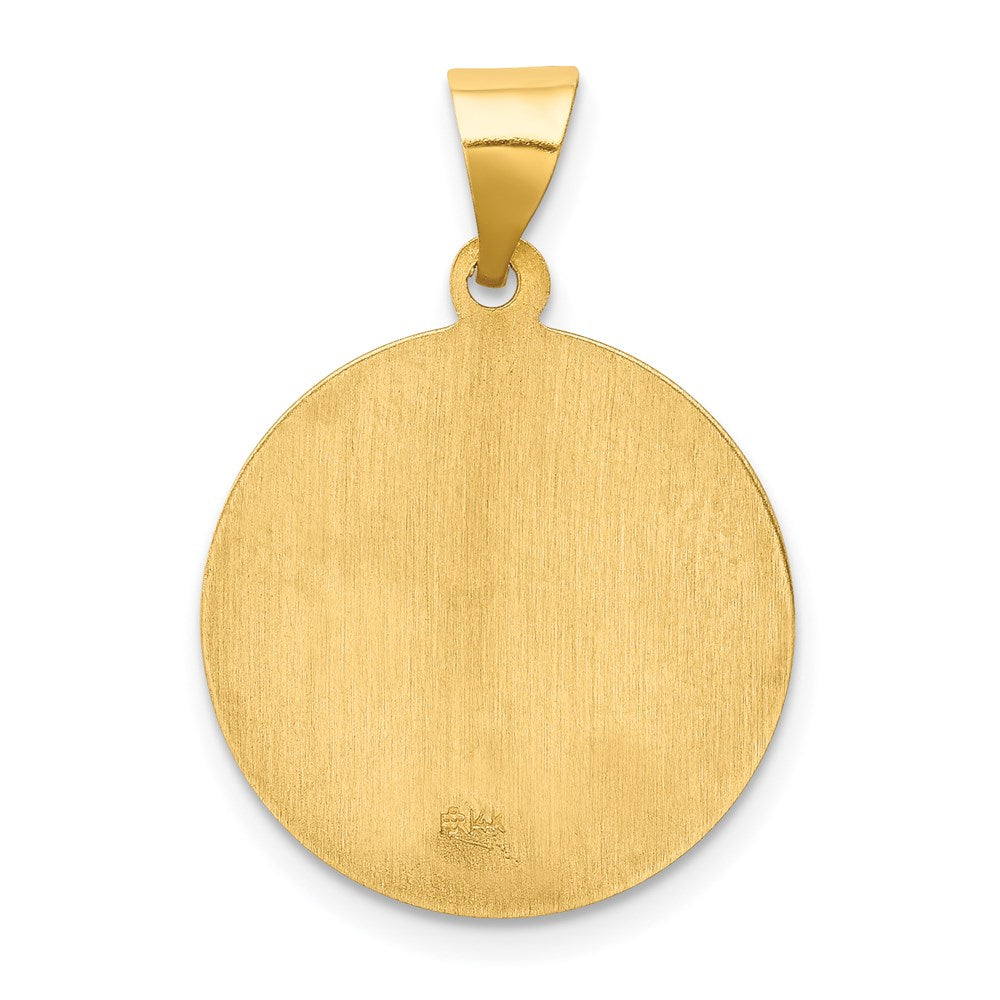14k Yellow Gold 14k Polished and Satin St Lucy Medal Hollow Pendant
