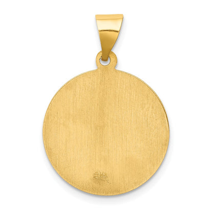 14k Yellow Gold 14k Polished and Satin St Lucy Medal Hollow Pendant