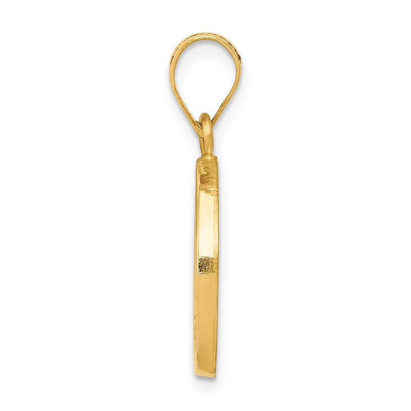 14k Yellow Gold 14k Polished and Satin St Matthew Medal Hollow Pendant