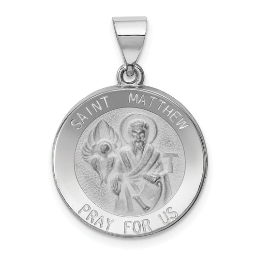 14k White Gold 14k White Gold Polished and Satin St Matthew Hollow Pendant