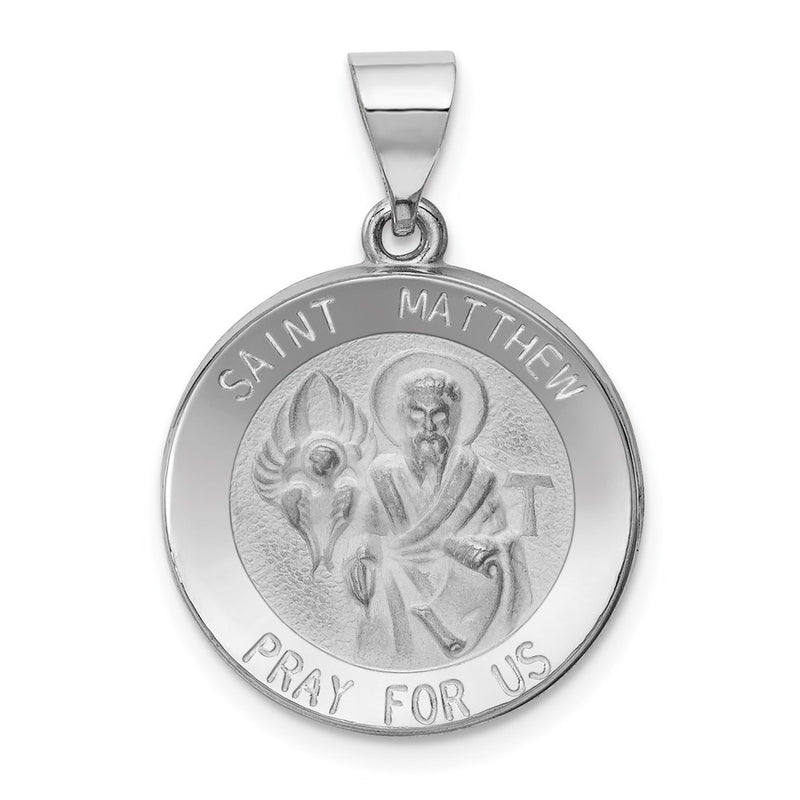 14k White Gold 14k White Gold Polished and Satin St Matthew Hollow Pendant