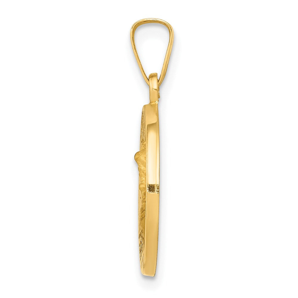 14k Yellow Gold 14k Polished and Satin St Michael Medal Hollow Pendant
