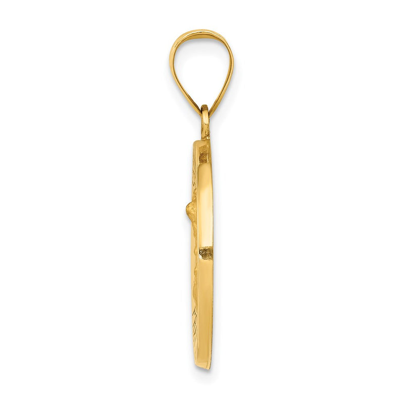 14k Yellow Gold 14k Polished and Satin St Michael Medal Hollow Pendant