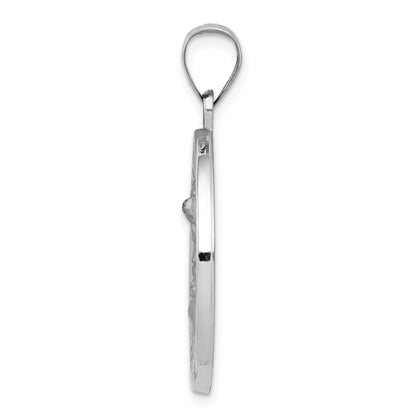 14k White Gold 14k White Gold Polished/Satin St Michael Medal Hollow Pendant