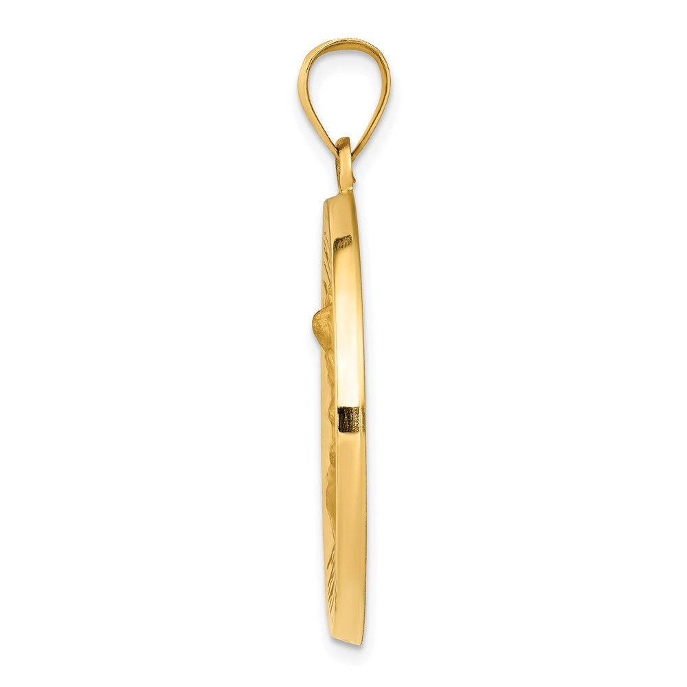 14k Yellow Gold 14k Polished and Satin St Michael Medal Hollow Pendant