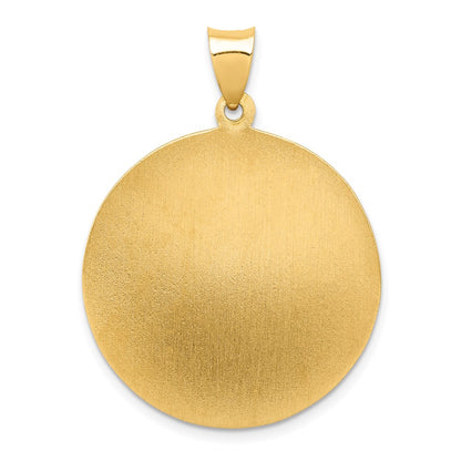 14k Yellow Gold 14k Polished and Satin St Michael Medal Hollow Pendant