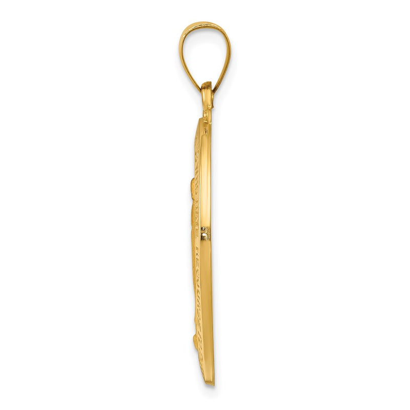 14k Yellow Gold 14k Polished and Satin Miraculous Medal Hollow Pendant