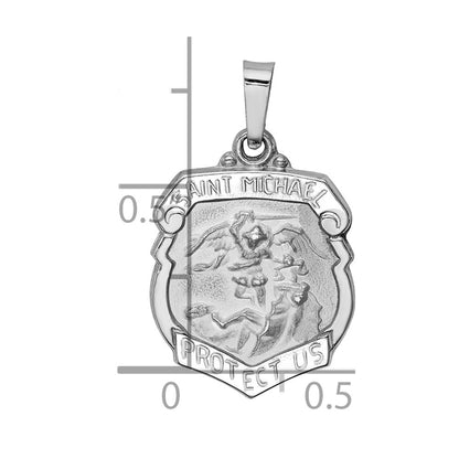 14k White Gold 14k White Gold Polished and Satin St Michael Medal Hollow Pendant