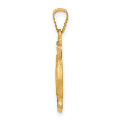 14k Yellow Gold 14k Polished and Satin St Florian Badge Medal Hollow Pendant