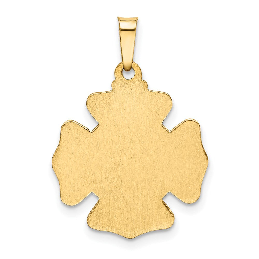 14k Yellow Gold 14k Polished and Satin St Florian Badge Medal Hollow Pendant