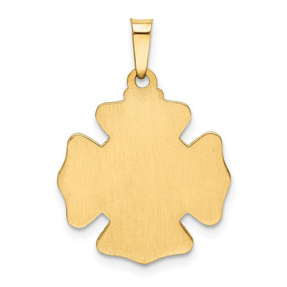 14k Yellow Gold 14k Polished and Satin St Florian Badge Medal Hollow Pendant