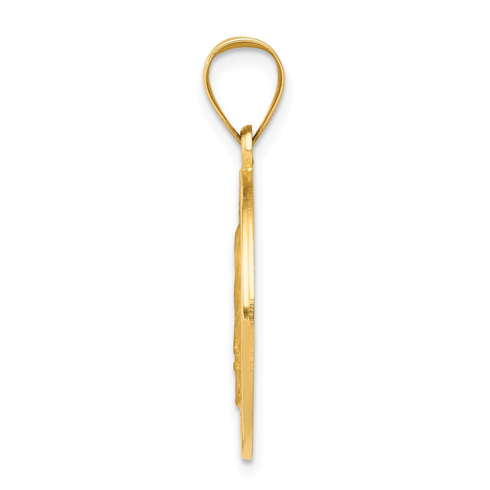 14k Yellow Gold 14k Polished and Satin Mother Teresa Medal Hollow Pendant