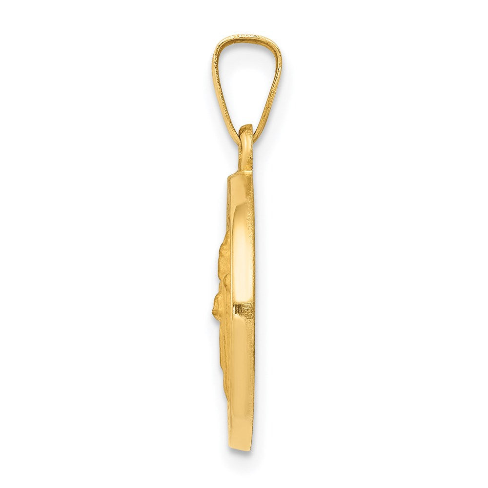 14k Yellow Gold 14k Polished and Satin St Patrick Medal Hollow Pendant
