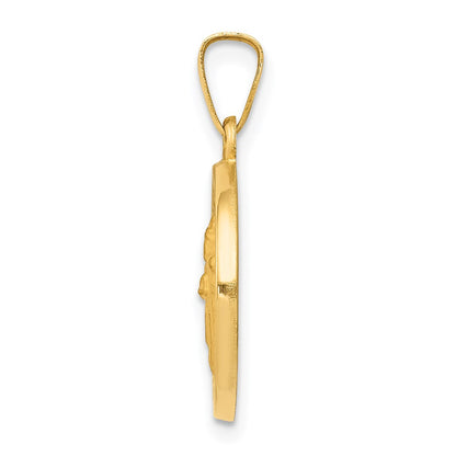14k Yellow Gold 14k Polished and Satin St Patrick Medal Hollow Pendant