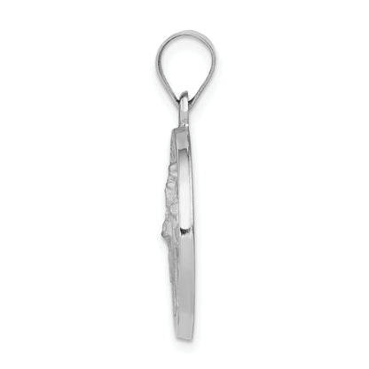 14k White Gold 14k White Gold Polished and Satin St Patrick Medal Hollow Pendant