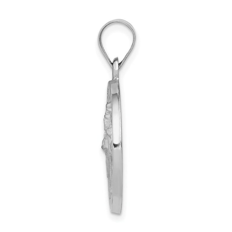 14k White Gold 14k White Gold Polished and Satin St Patrick Medal Hollow Pendant