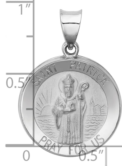 14k White Gold 14k White Gold Polished and Satin St Patrick Medal Hollow Pendant