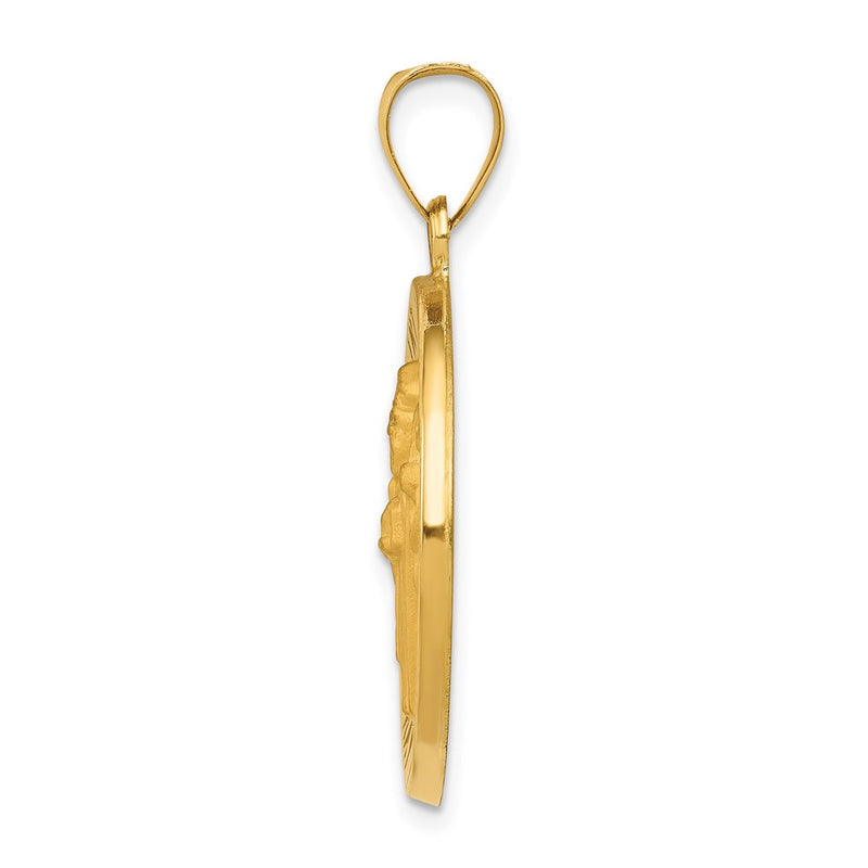 14k Yellow Gold 14k Polished and Satin St Patrick Medal Hollow Pendant