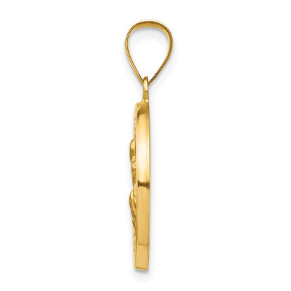 14k Yellow Gold 14k Polished and Satin St Peregrine Medal Hollow Pendant
