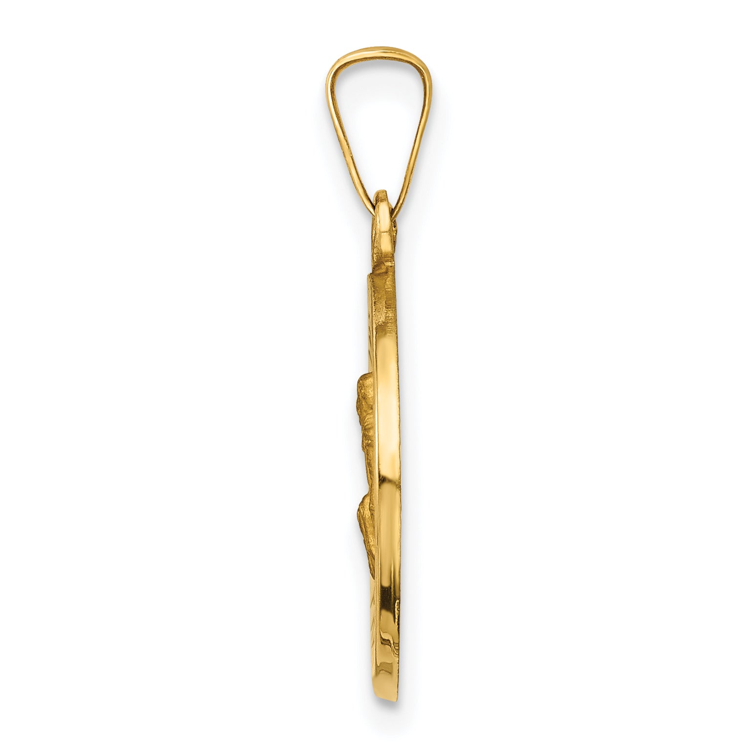 14k Yellow Gold 14k Polished and Satin St Peregrine Medal Hollow Pendant