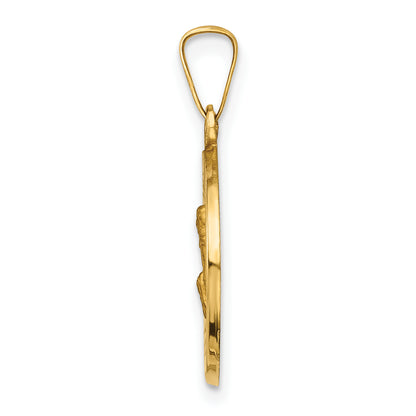 14k Yellow Gold 14k Polished and Satin St Peregrine Medal Hollow Pendant