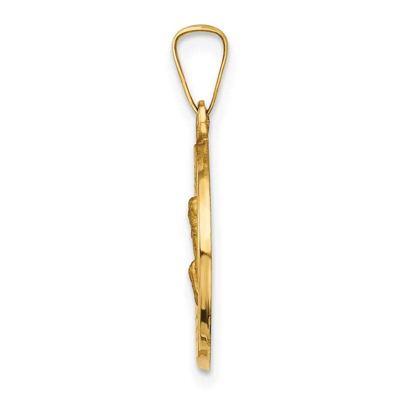 14k Yellow Gold 14k Polished and Satin St Peregrine Medal Hollow Pendant