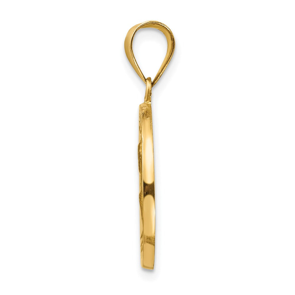 14k Yellow Gold 14k Polished and Satin St Peter Medal Hollow Pendant