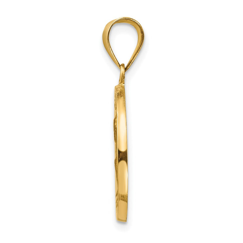 14k Yellow Gold 14k Polished and Satin St Peter Medal Hollow Pendant
