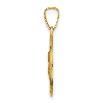 14k Yellow Gold 14k Polished and Satin St Peter Medal Hollow Pendant