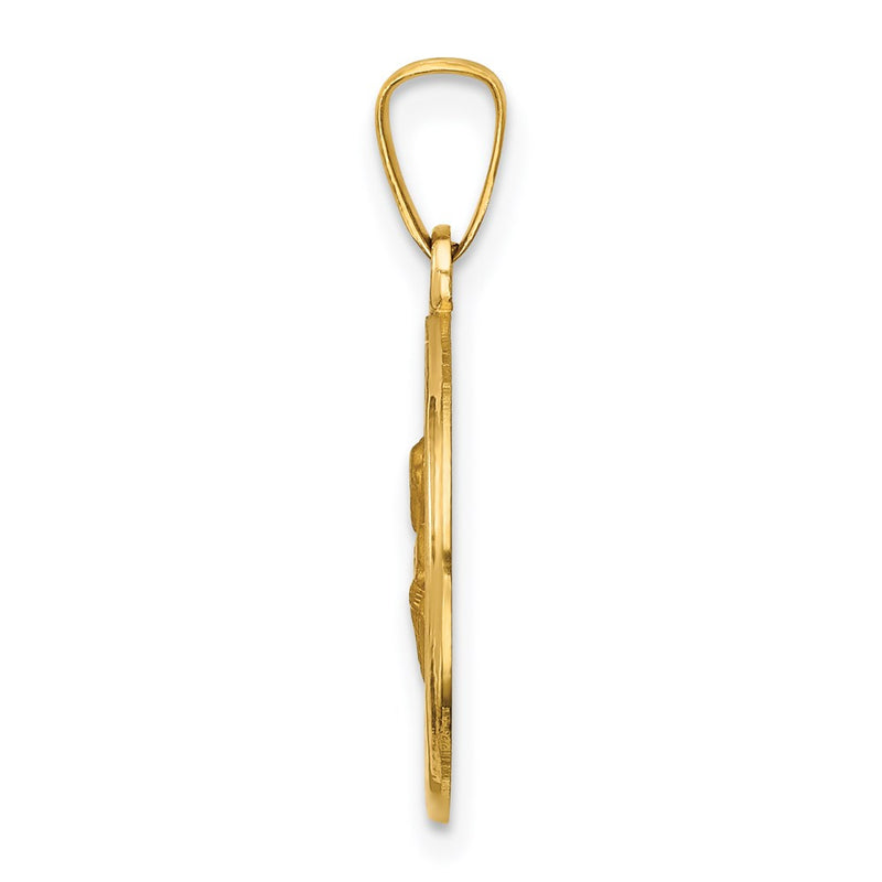 14k Yellow Gold 14k Polished and Satin St Peter Medal Hollow Pendant