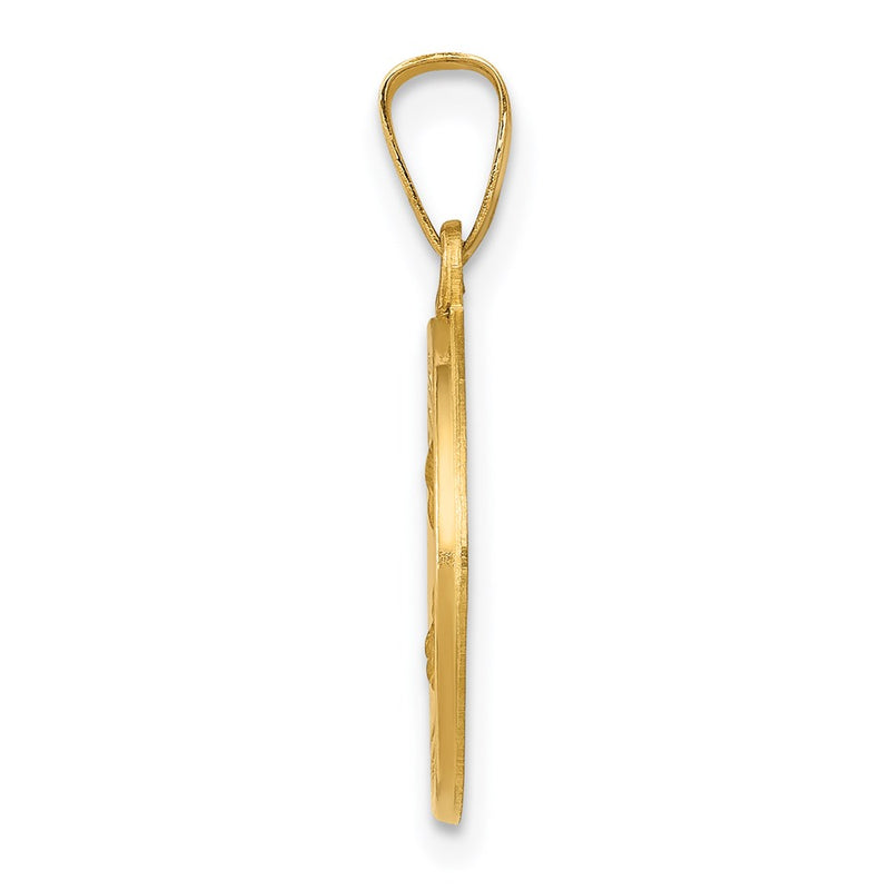 14k Yellow Gold 14k Polished and Satin St Theresa Medal Hollow Pendant