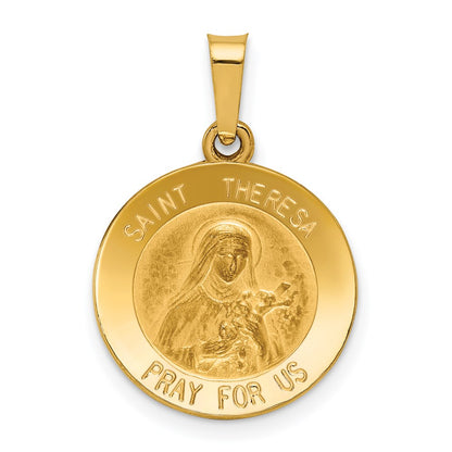 14k Yellow Gold 14k Polished and Satin St Theresa Medal Hollow Pendant