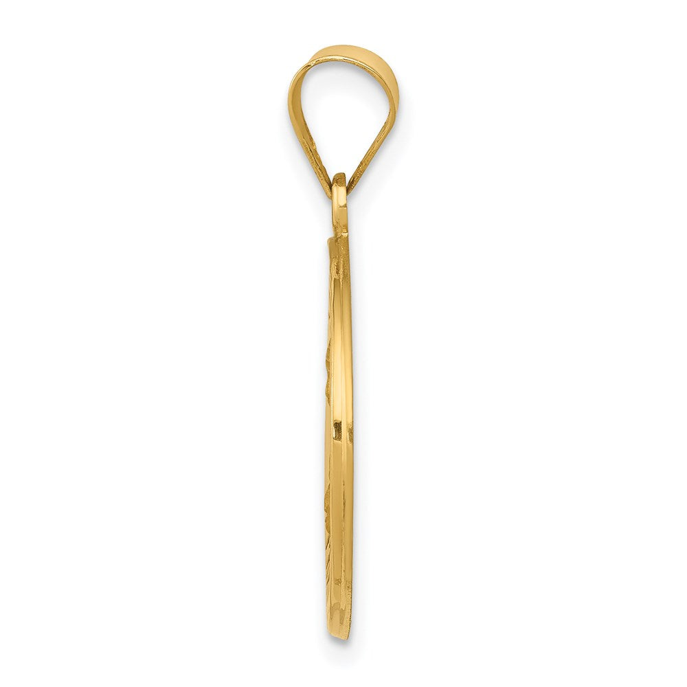 14k Yellow Gold 14k Polished and Satin St Theresa Medal Hollow Pendant