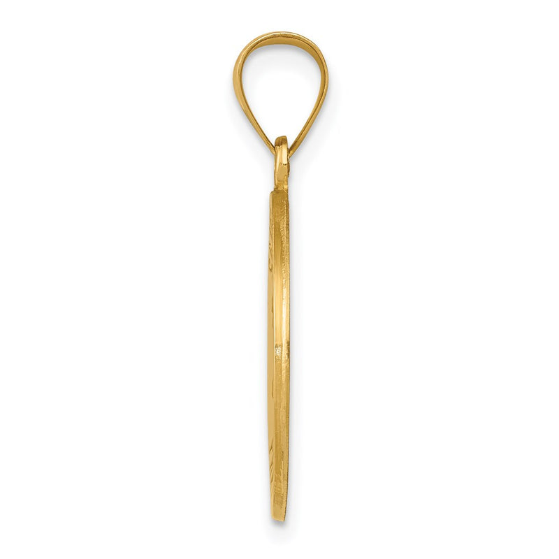 14k Yellow Gold 14k Polished and Satin St Thomas Medal Hollow Pendant