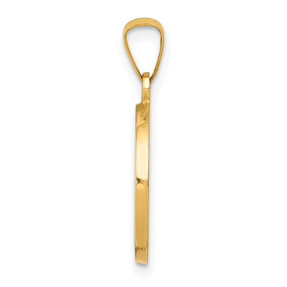14k Yellow Gold 14k Polished/Satin First Holy Communion Medal Hollow Pendant