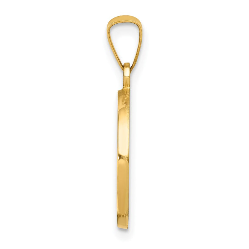 14k Yellow Gold 14k Polished/Satin First Holy Communion Medal Hollow Pendant