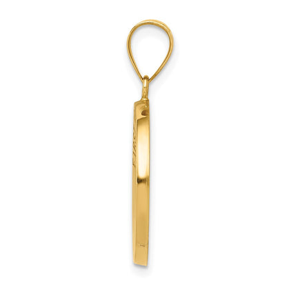 14k Yellow Gold 14k Polished/Satin First Holy Communion Medal Hollow Pendant