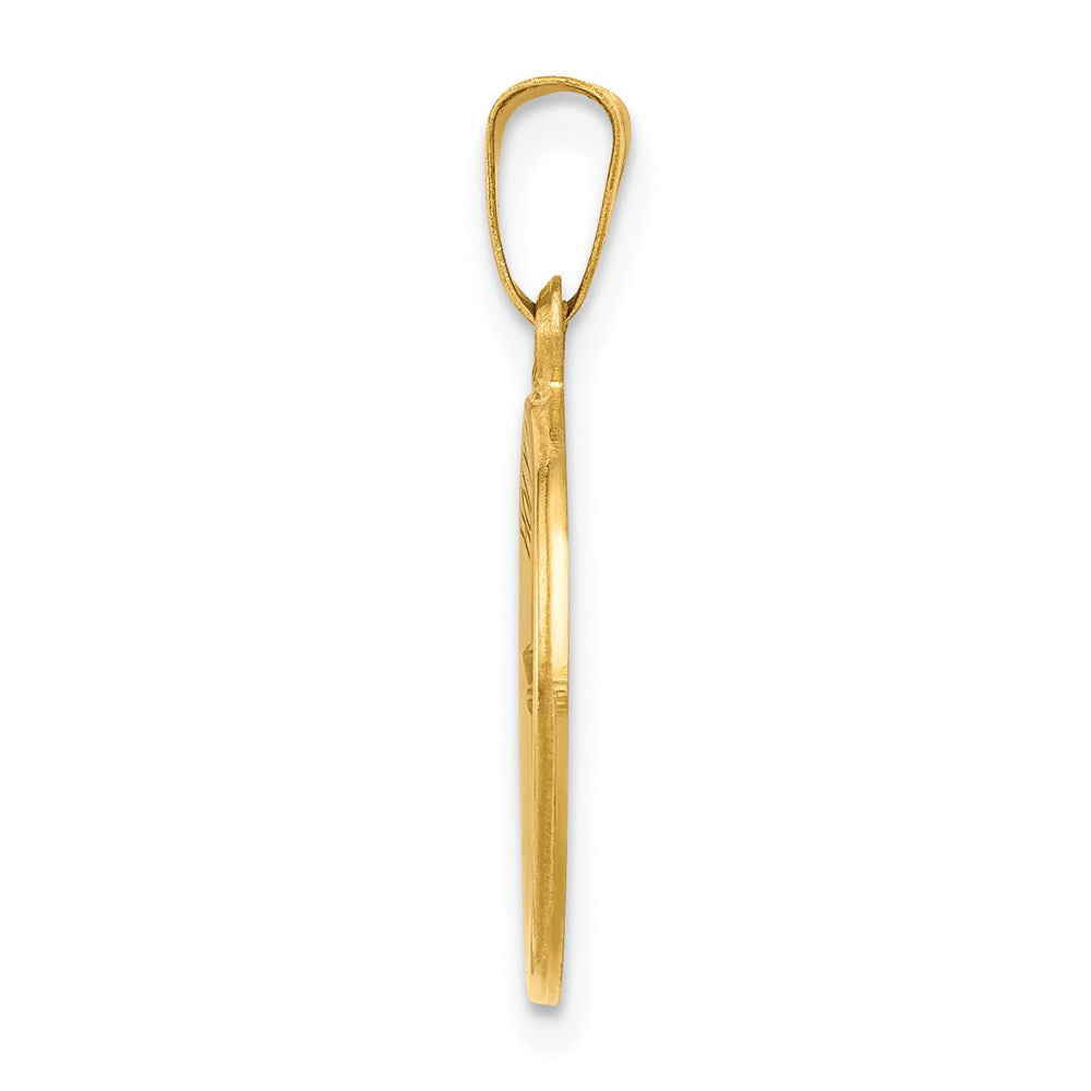 14k Yellow Gold 14k Polished and Satin Holy Communion Medal Hollow Pendant