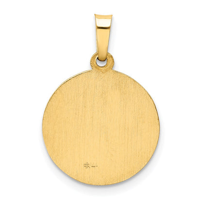 14k Yellow Gold 14k Polished and Satin Holy Communion Medal Hollow Pendant