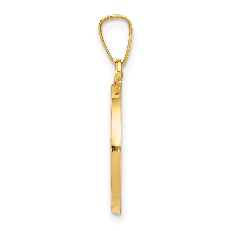 14k Yellow Gold 14k Polished and Satin Confirmation Medal Hollow Pendant