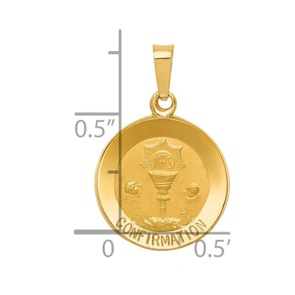 14k Yellow Gold 14k Polished and Satin Confirmation Medal Hollow Pendant