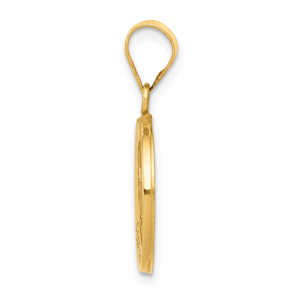 14k Yellow Gold 14k Polished and Satin Confirmation Medal Hollow Pendant