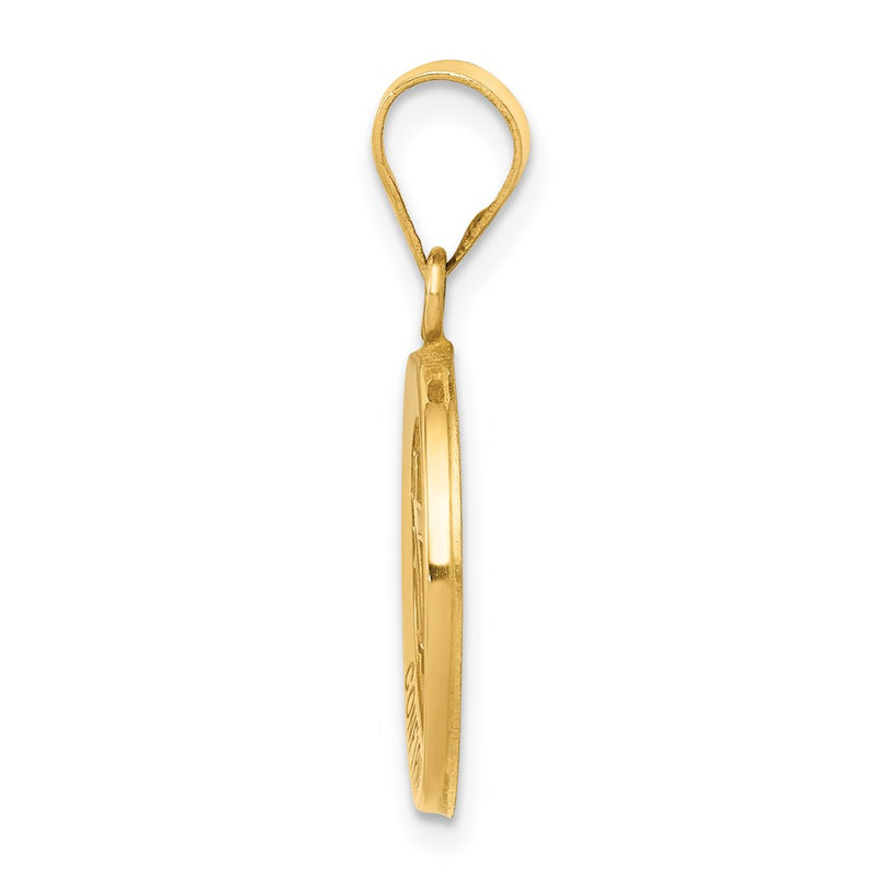 14k Yellow Gold 14k Polished and Satin Confirmation Medal Hollow Pendant