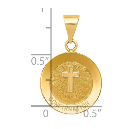 14k Yellow Gold 14k Polished and Satin Confirmation Medal Hollow Pendant