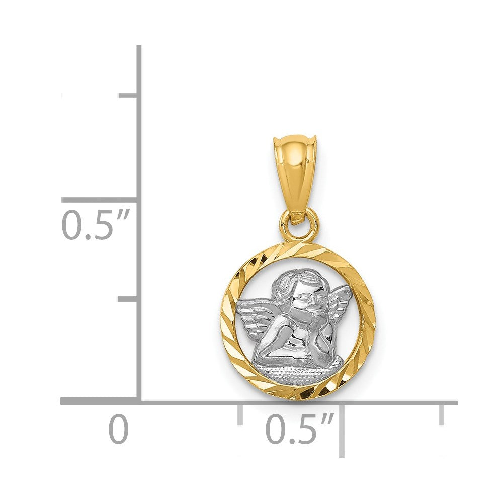 14k Yellow & Rhodium 14K w/Rhodium Cherub Pendant