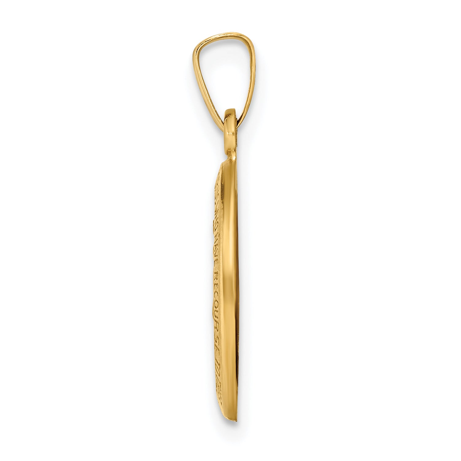 14k Yellow Gold 14k Polished and Satin Miraculous Medal Hollow Pendant