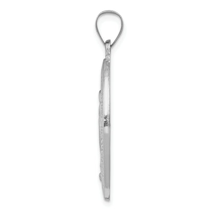 14k White Gold 14k White Gold Polished/Satin Miraculous Medal Hollow Pendant