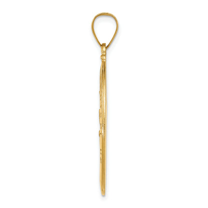 14k Yellow Gold 14k Polished and Satin St Christopher Medal Hollow Pendant