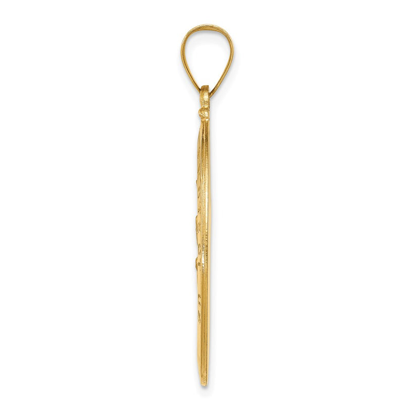 14k Yellow Gold 14k Polished and Satin St Christopher Medal Hollow Pendant